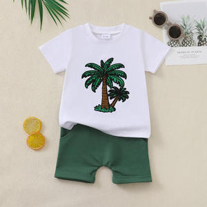 Hot-Sale Baby Clothes Cotton Children Short Sleeves Tee Solid Short Sleeves Kids Customized T-ShirtChildren's Short-sleeved Suit