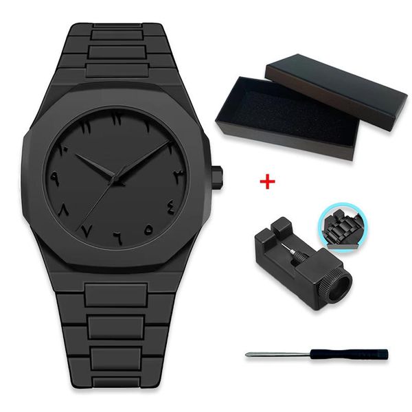 Fashion Black Men's Arabic Dial Quartz Watch Gift Set Wholesale Custom Wrist Watches Montre Arabe Pour Homme