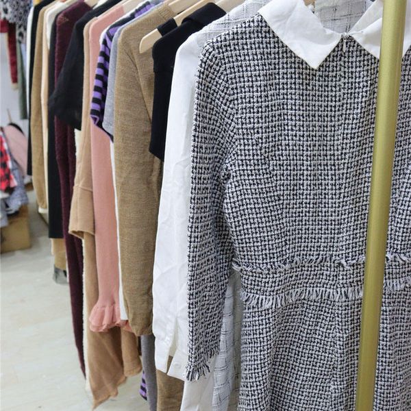 Women's Clothing Casual Cotton Fall Winter Mixed Color Dress Long Sleeve Elegant Ladies Clothes Stock