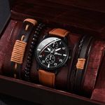 2025 New All-in-one Fashion Disc Quartz Watch Business Casual Men's Temperament Watch Set