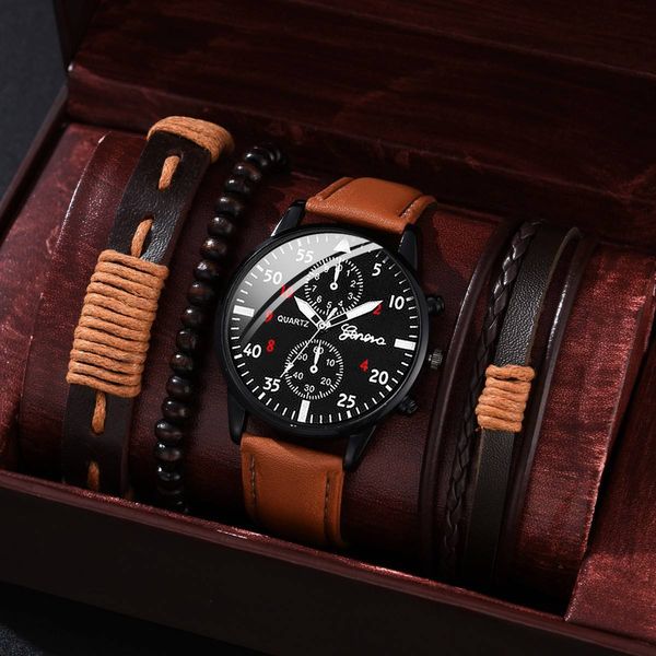 2025 New All-in-one Fashion Disc Quartz Watch Business Casual Men's Temperament Watch Set