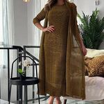 Womens Dresses Fashion 2024 Pleated Clothing Womens 2 Piece Outfit Two Piece Sets Metallic Fabrics Casual Long Dresses