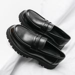 Men's Casual Dress Shoes Genuine Leather High Top Loafers Easy Wear Height Increasing New Designer Large Size Stylish Oxfords