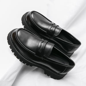 Men's Casual Dress Shoes Genuine Leather High Top Loafers Easy Wear Height Increasing New Designer Large Size Stylish Oxfords